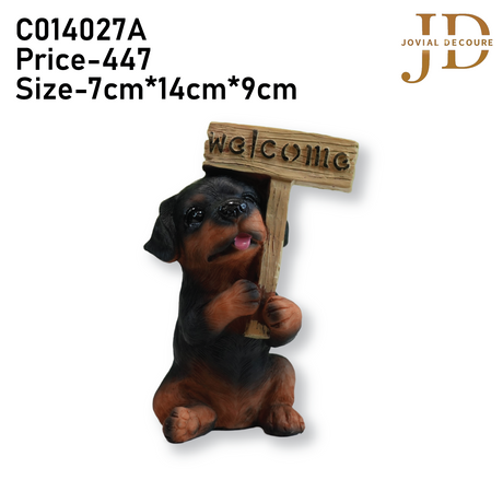 Cute Puppy Holding Welcome Stand