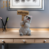 Cute Puppy Holding Welcome Stand