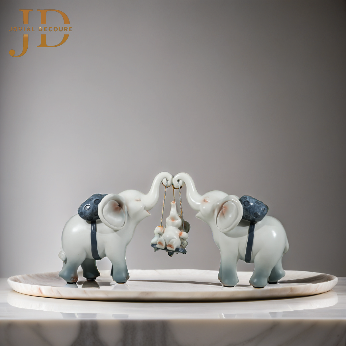 Elephant Family with Baby Swinging