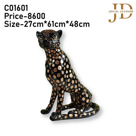 Black and Gold Leopard Statue Big