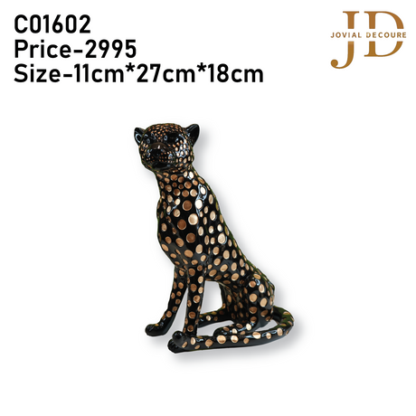 Black and Gold Leopard Statue Small