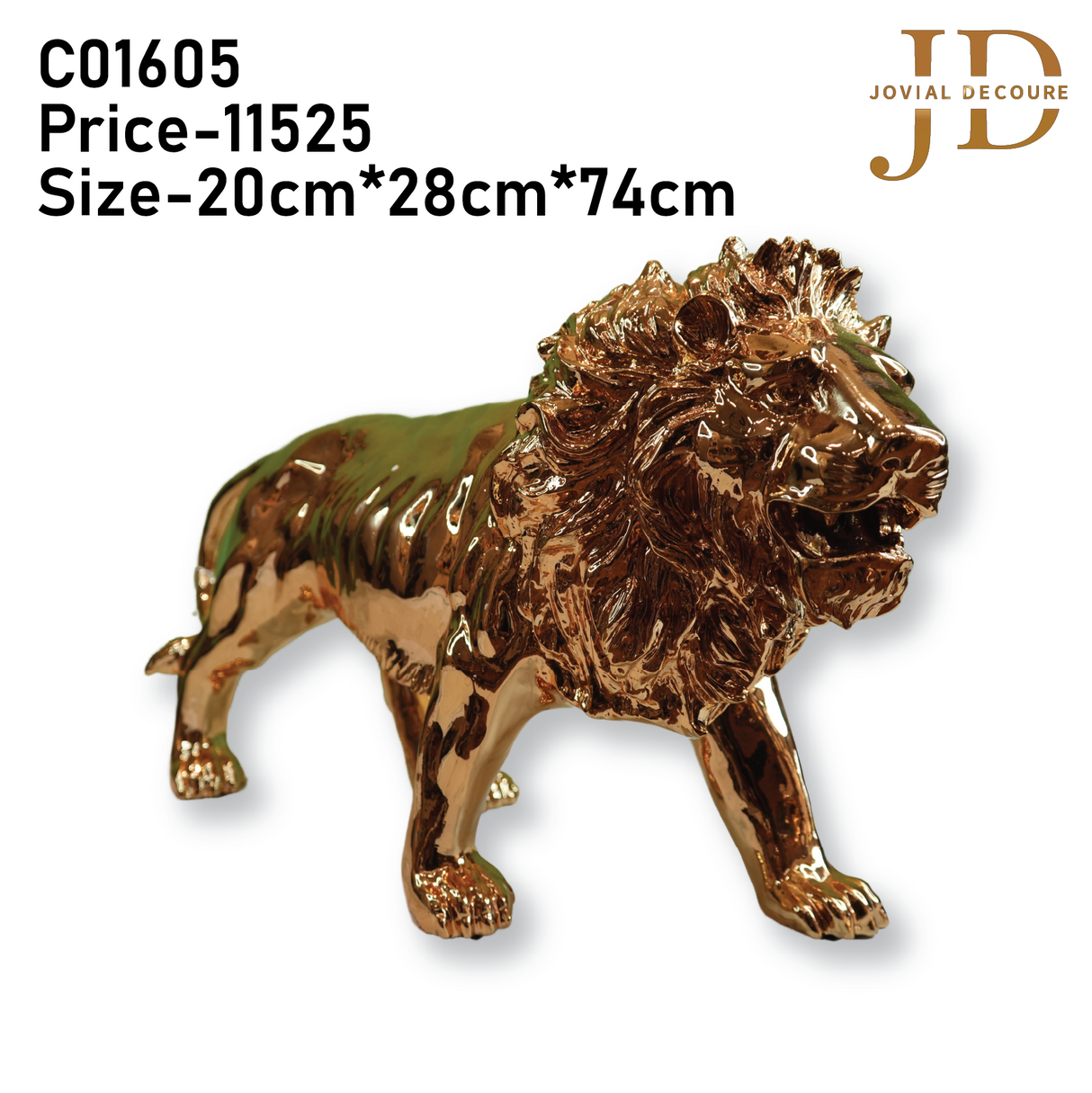 Large Gold Resin Lion Statue