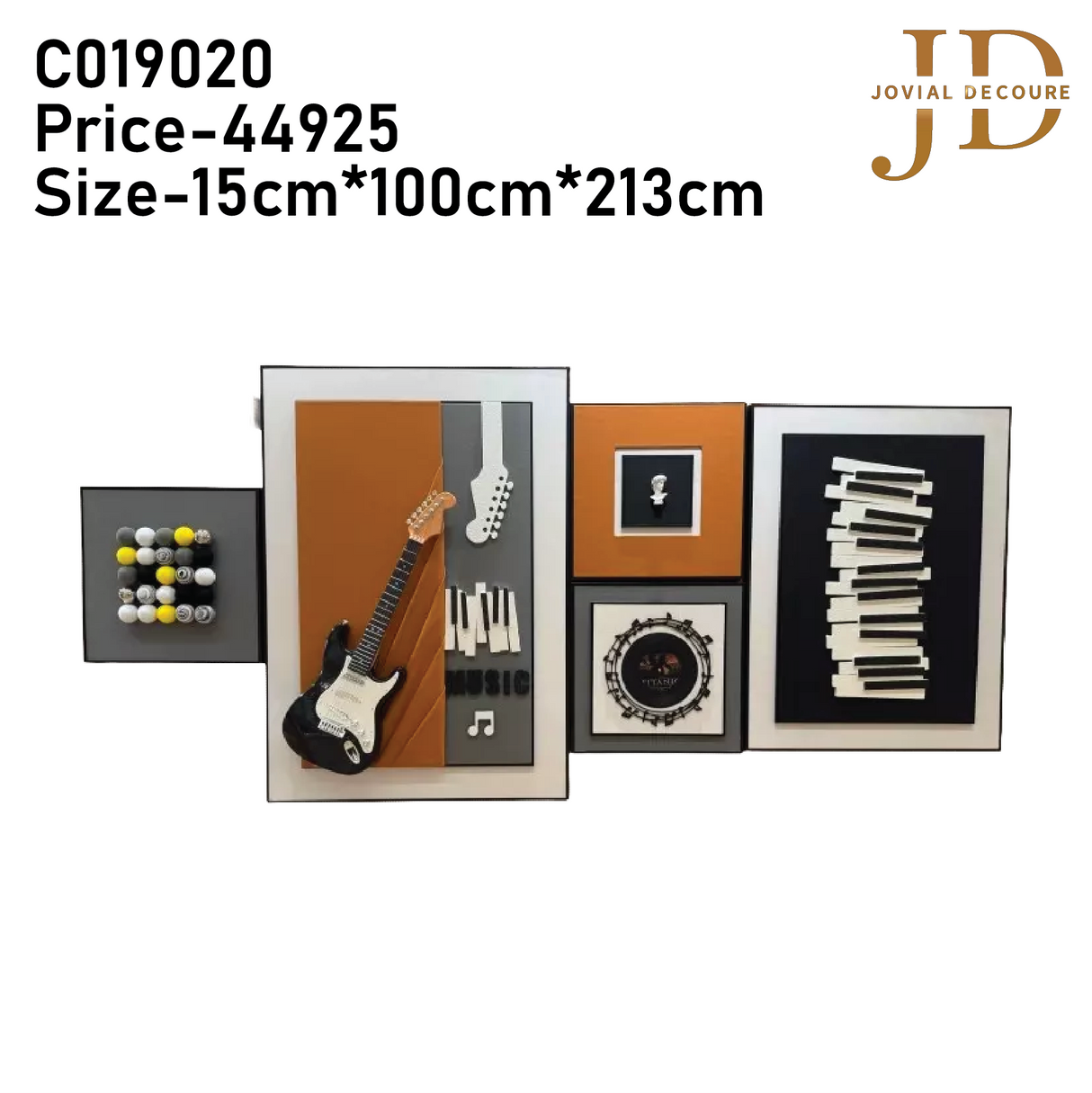 Orange Guitar Set of 5 3D WallArt