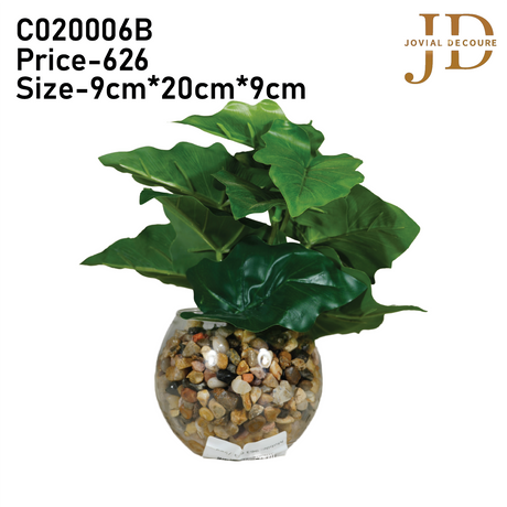 Glass Pot with Leaves 02