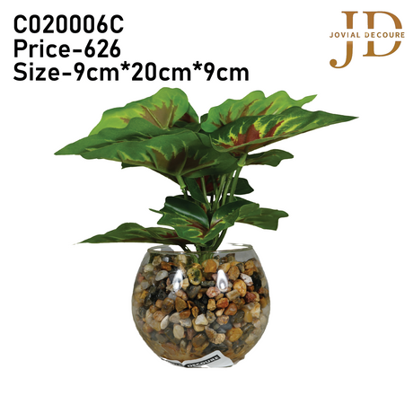 Glass Pot with Leaves 03