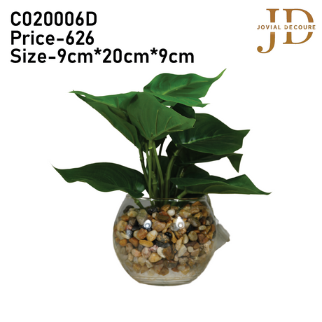 Glass Pot with Leaves 04