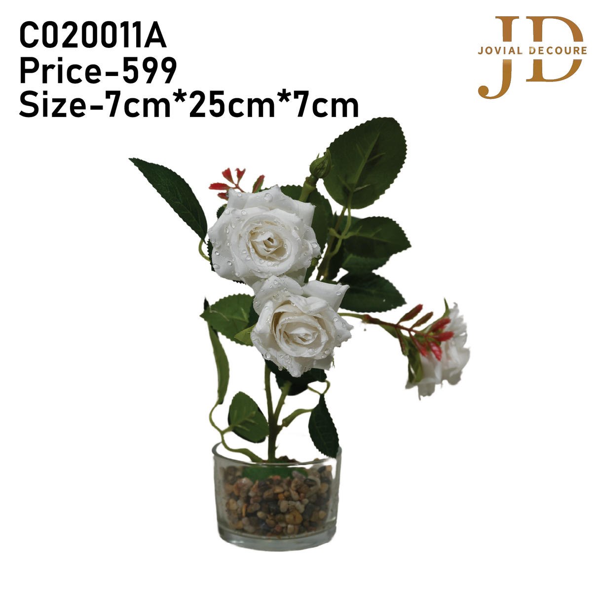 Rose with Water Droplets (White) Bonsai