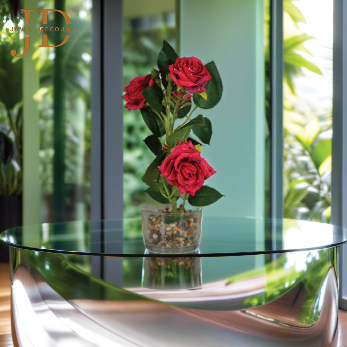 Rose with Water Droplets (Red) Bonsai