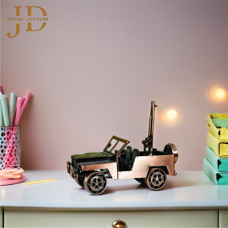 Metal Jeep with Gun Antique
