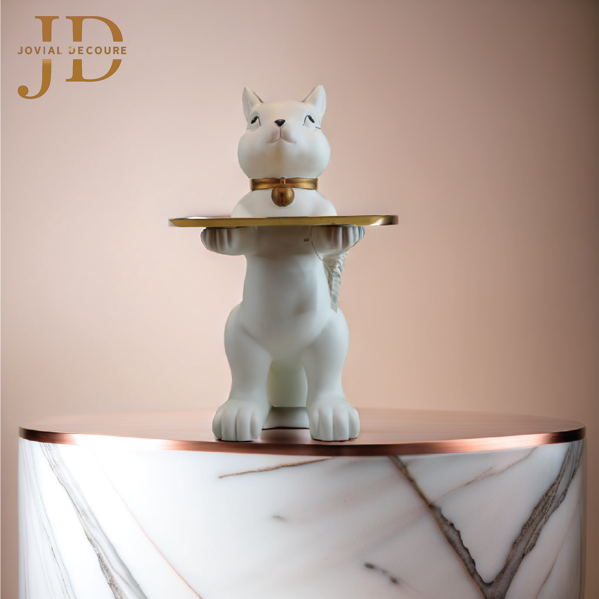 White Rabbit Statue With Tray