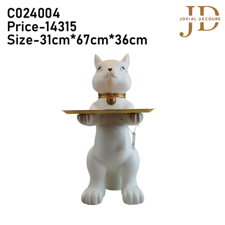 White Rabbit Statue With Tray