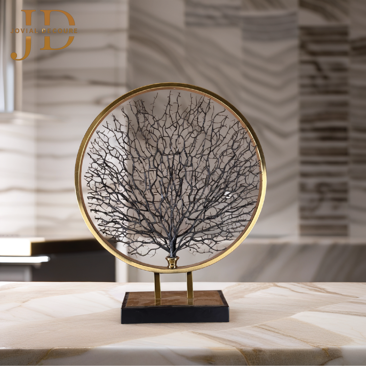 Metal Sea Tree Figurines Creative Farmhouse, Living Room Office Decoration Gold Medium