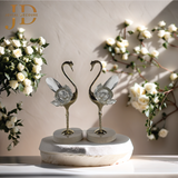 Crystal Clear Elegant Swan Statue Golden (Set of 2)