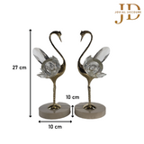 Crystal Clear Elegant Swan Statue Golden (Set of 2)
