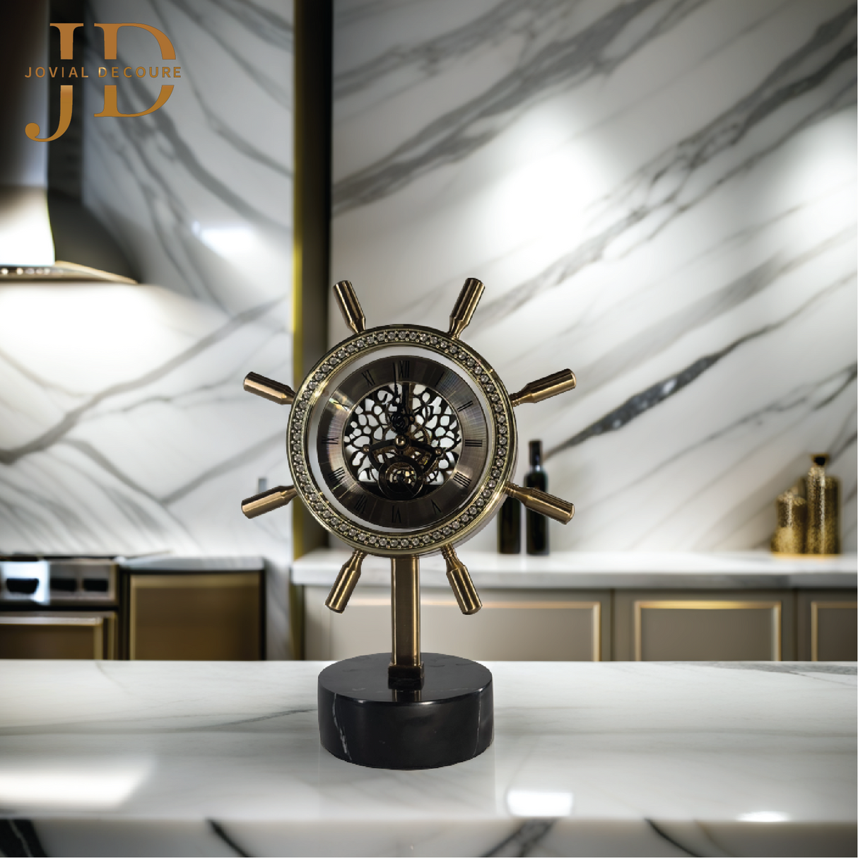 Brass Table Clock Golden