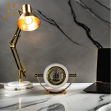 Brass Table Clock White-Golden