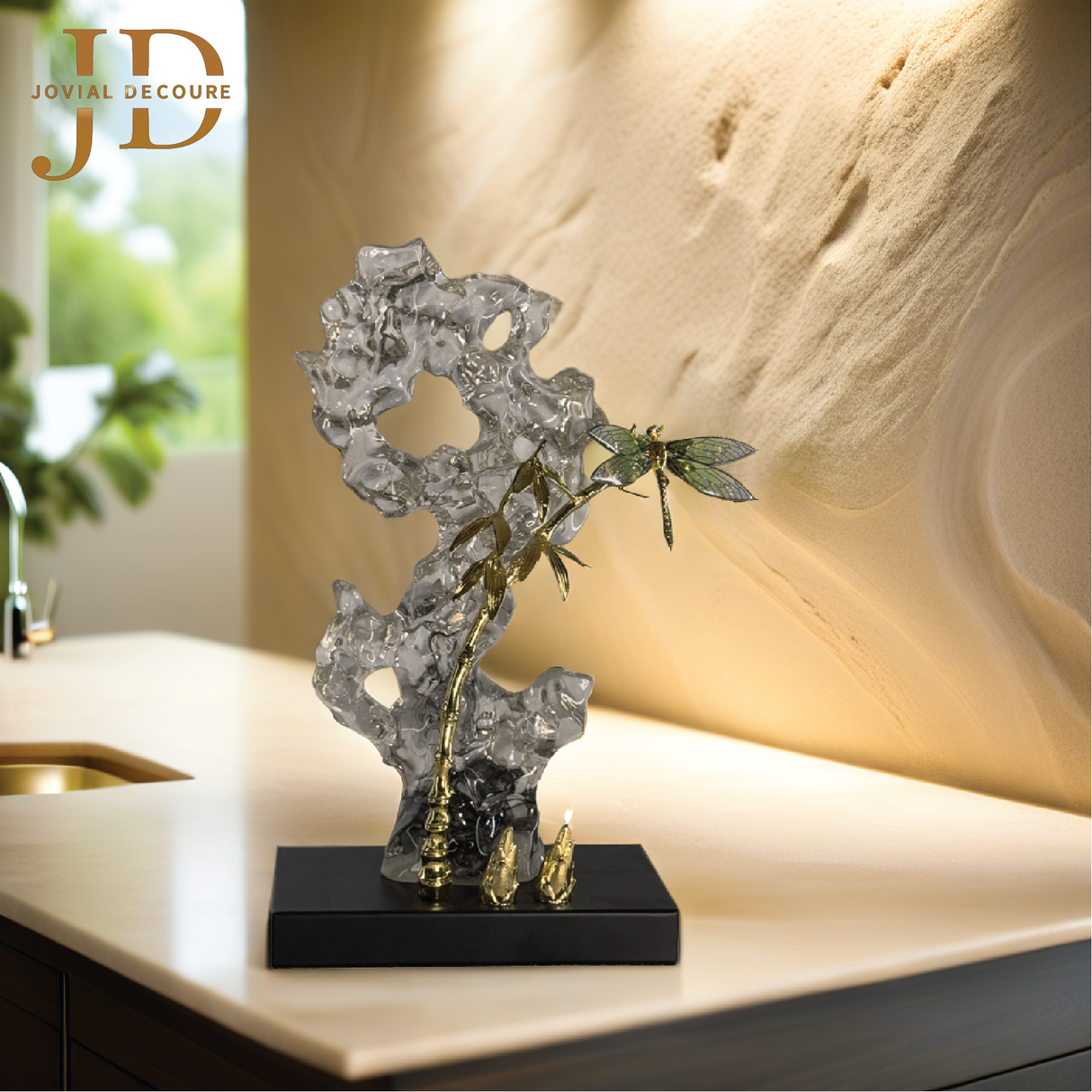 Taihu Stone DragonFly Golden Antique
