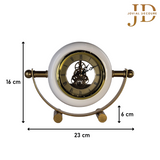 Brass Table Clock White-Golden