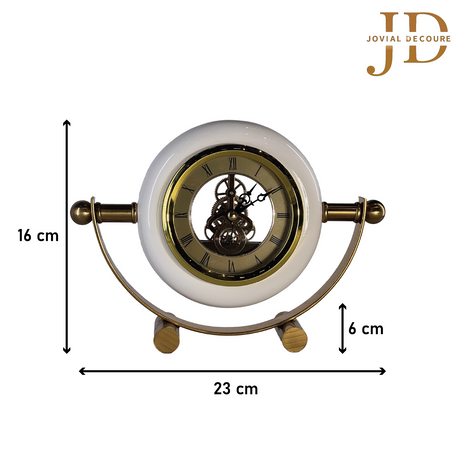 Brass Table Clock White-Golden
