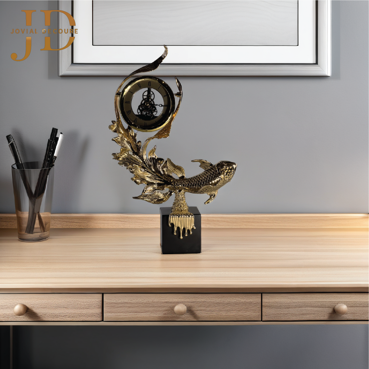 Carousel Brass Decoration Clock Fish-Shaped