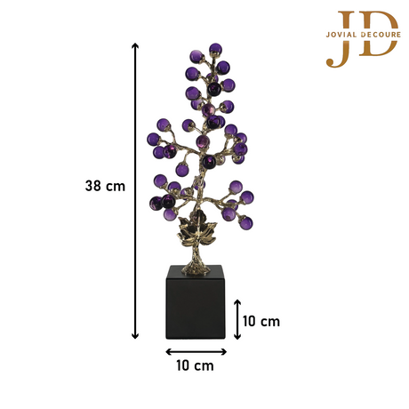 Crystal Purple Elegant Grapes Statue Golden 01