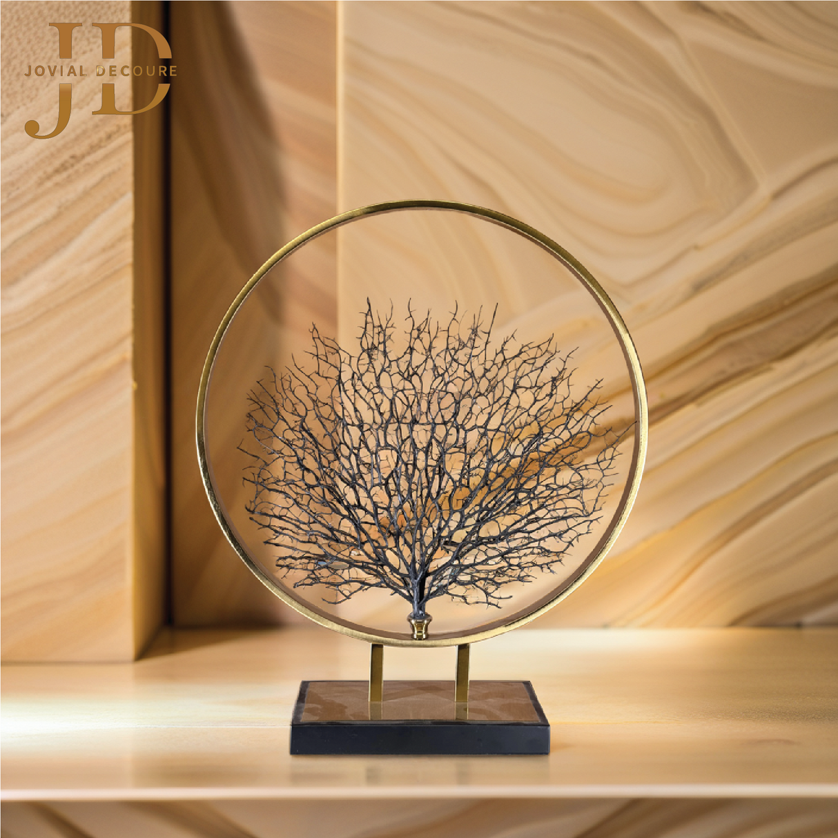 Metal Sea Tree Figurines Creative Farmhouse, Living Room Office Decoration Gold Big