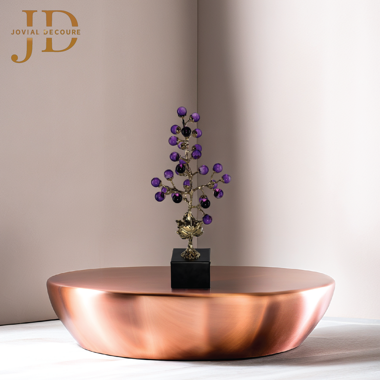 Crystal Purple Elegant Grapes Statue Golden 02