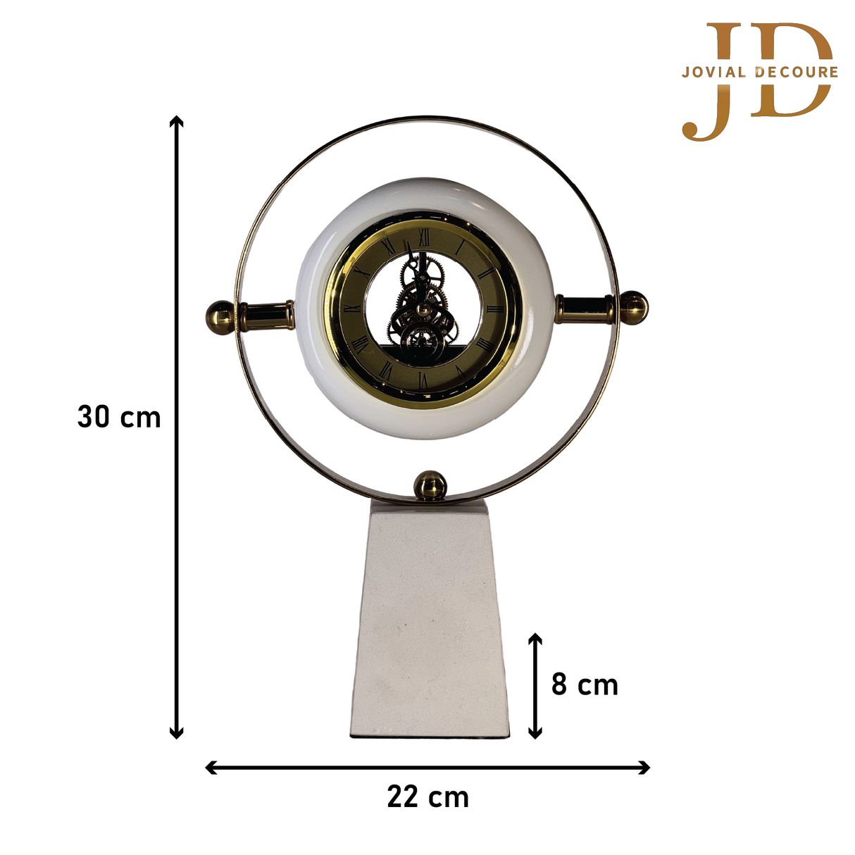 Brass Table Clock White-Golden