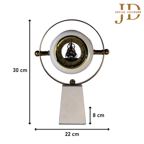Brass Table Clock White-Golden