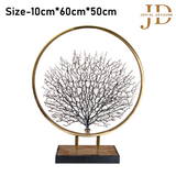Metal Sea Tree Figurines Creative Farmhouse, Living Room Office Decoration Gold Big