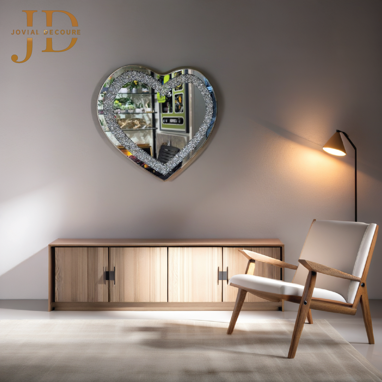Heart Shaped Mirror with Diamonds