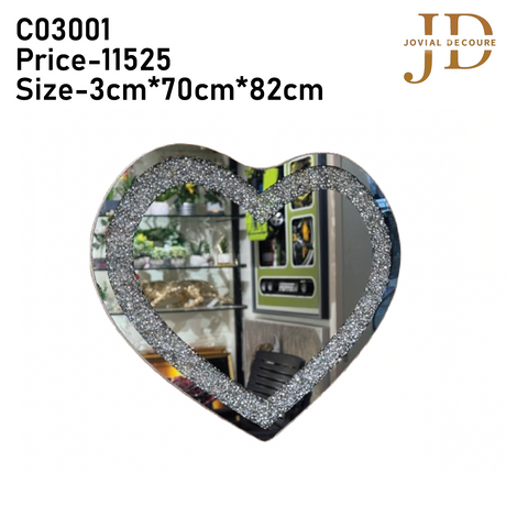 Heart Shaped Mirror with Diamonds
