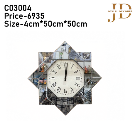 Multi-Hexagon Shaped Clock with Mirror Glass
