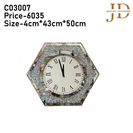 Hexagon Shaped Clock with Diamonds