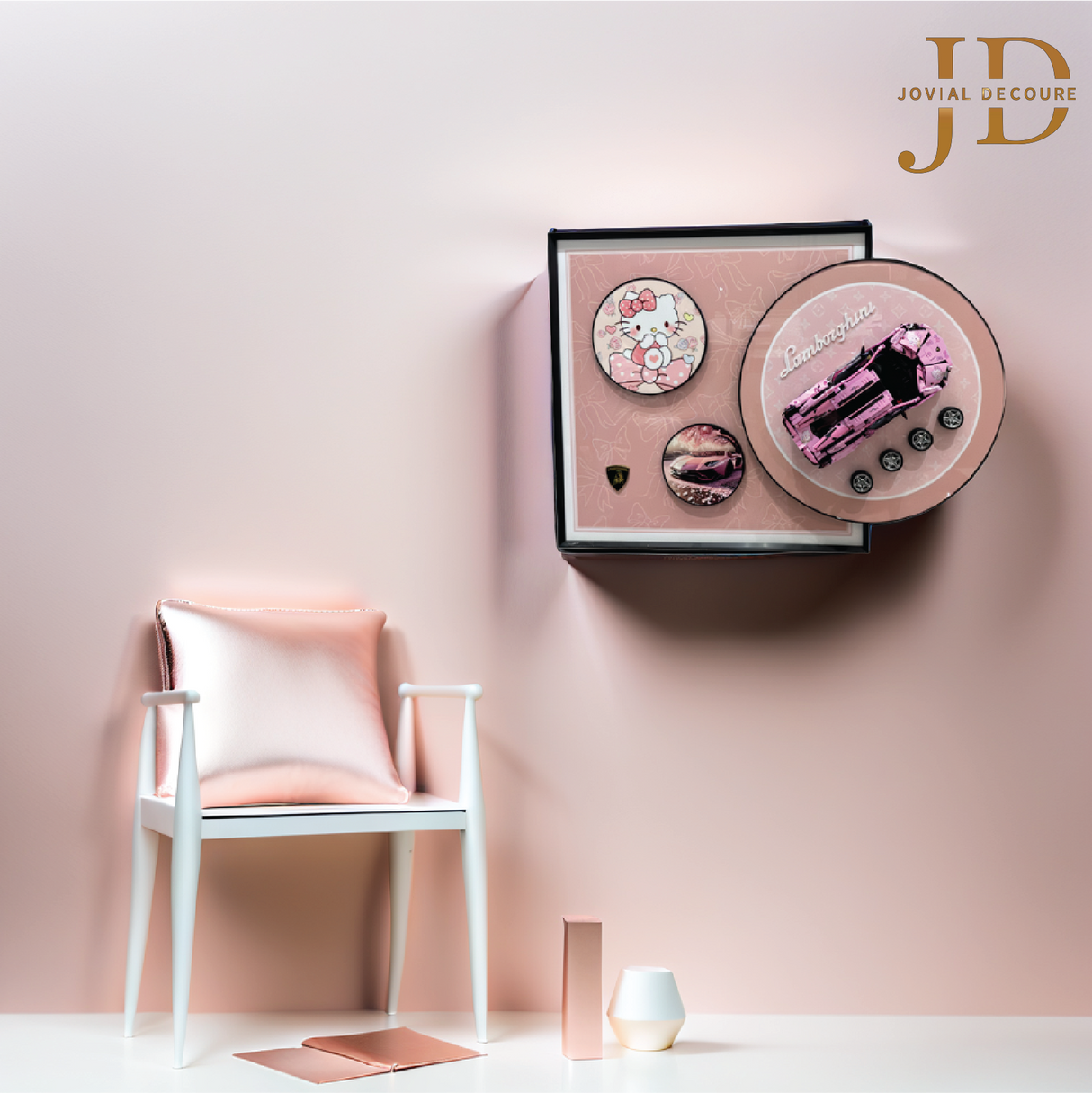 Pink Lamborghini Car 3D WallArt