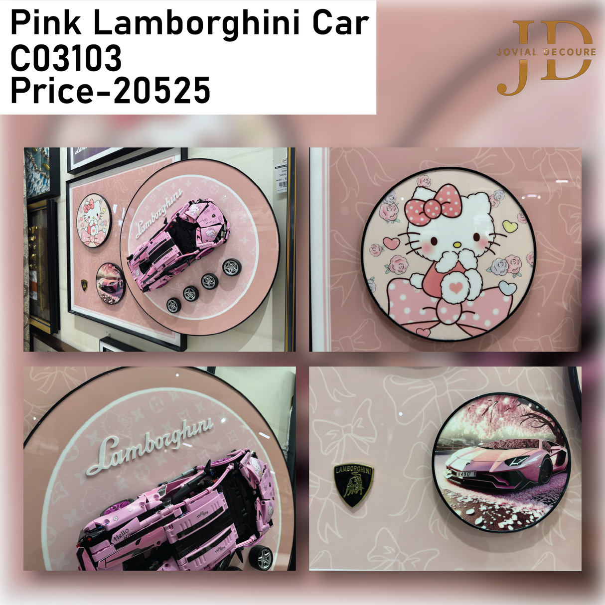Pink Lamborghini Car 3D WallArt