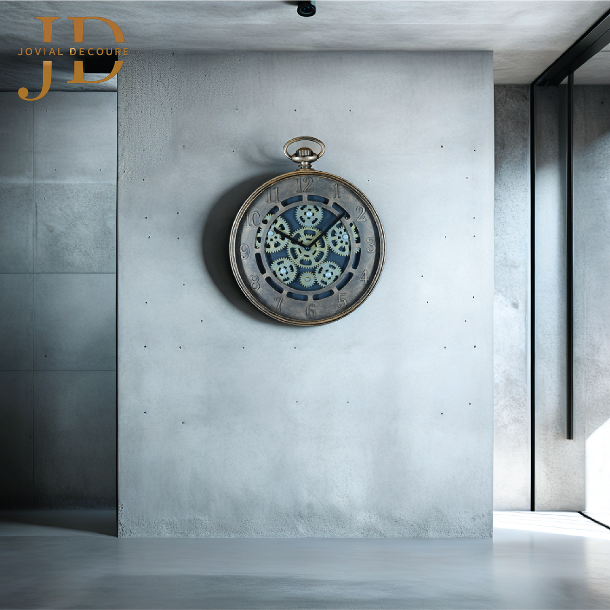 Vintage Look Wall Clock with Moving Gear Mechanism