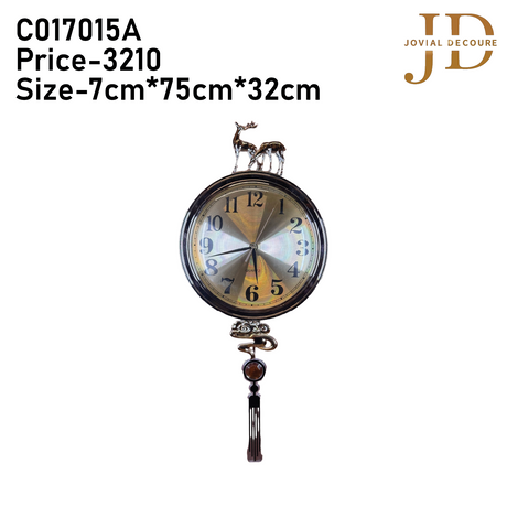 Designer Golden White Reindeer Tassel Wall Clock with Pendulum