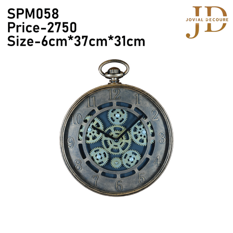 Vintage Look Wall Clock with Moving Gear Mechanism