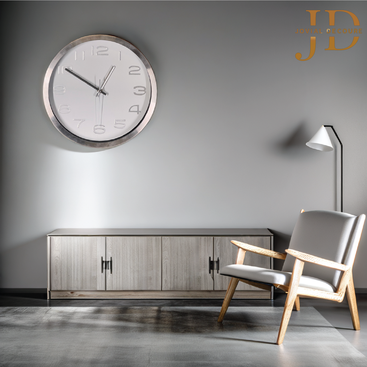 Stylish Circular Silver Wall Clock