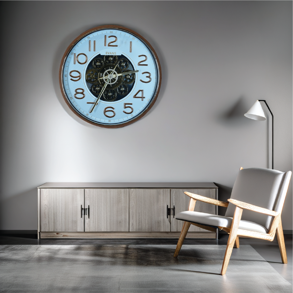Roman Gear Wall Clock With Moving Gear Mechanism