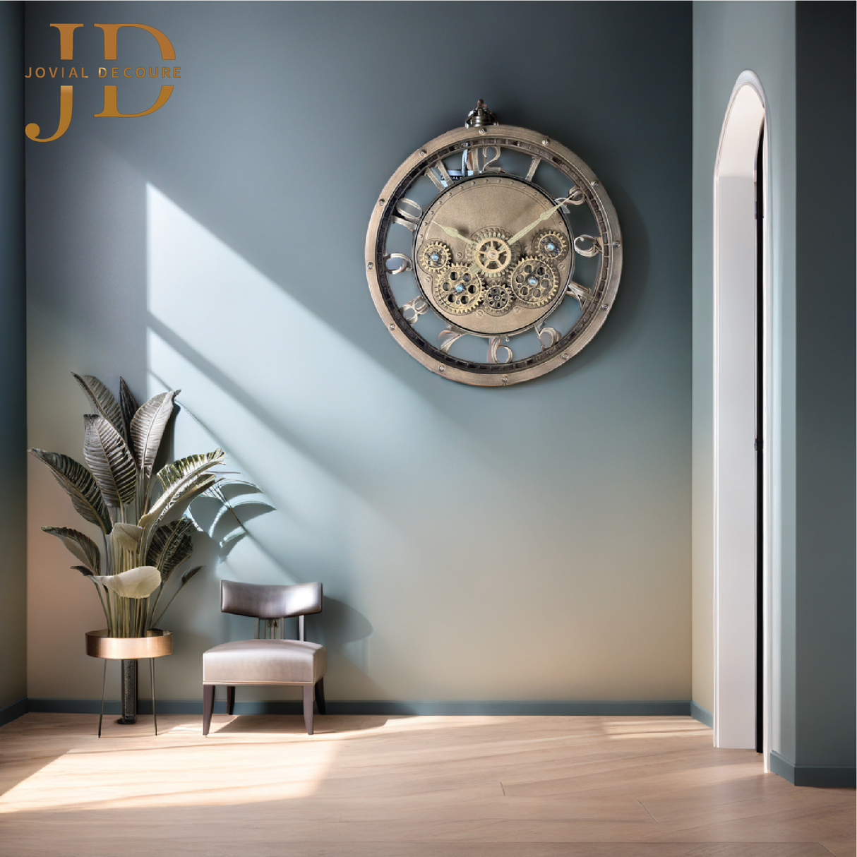 Vintage Round Wall Clock. Antique Retro Style (Bronze)