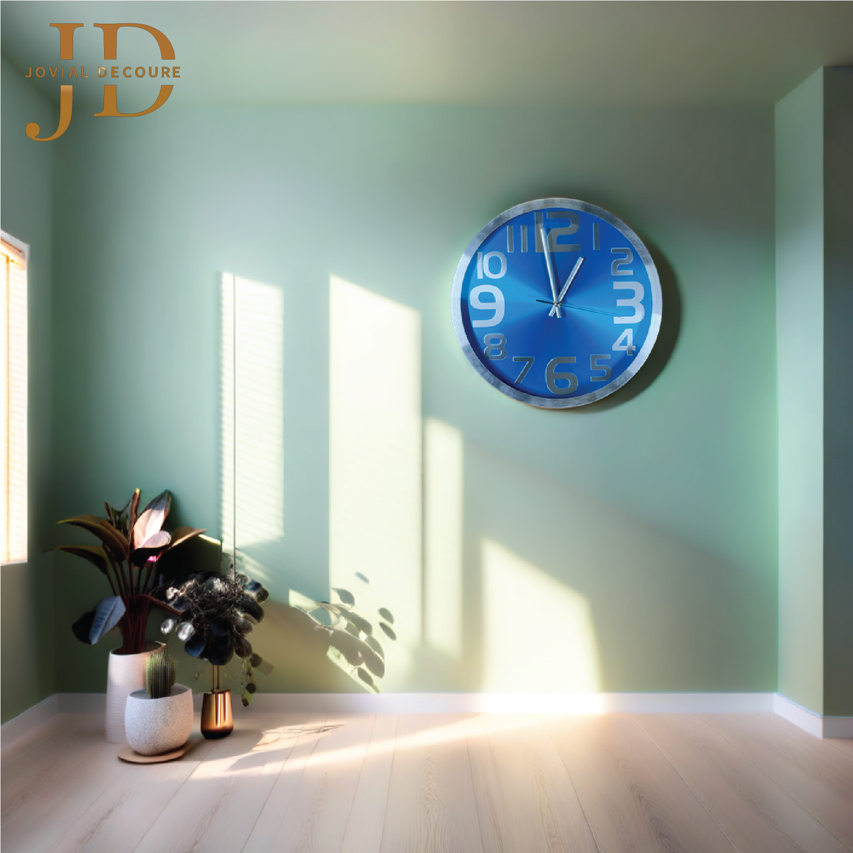 Beautiful Designer Decorative Premium Embossed Wall Clock (Blue)