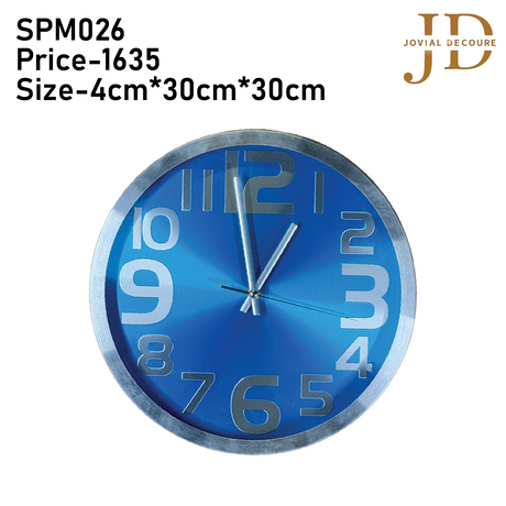 Beautiful Designer Decorative Premium Embossed Wall Clock (Blue)