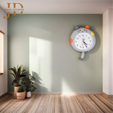 Cat Shaped Clock with Pendulum