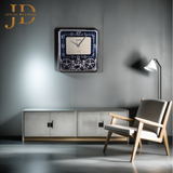 Black & Silver Modern Square Mechanical Gear Skeleton Wall Clock