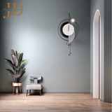 White and Black Grey Round Metal Wall Clock