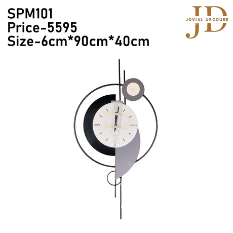 White and Black Grey Round Metal Wall Clock