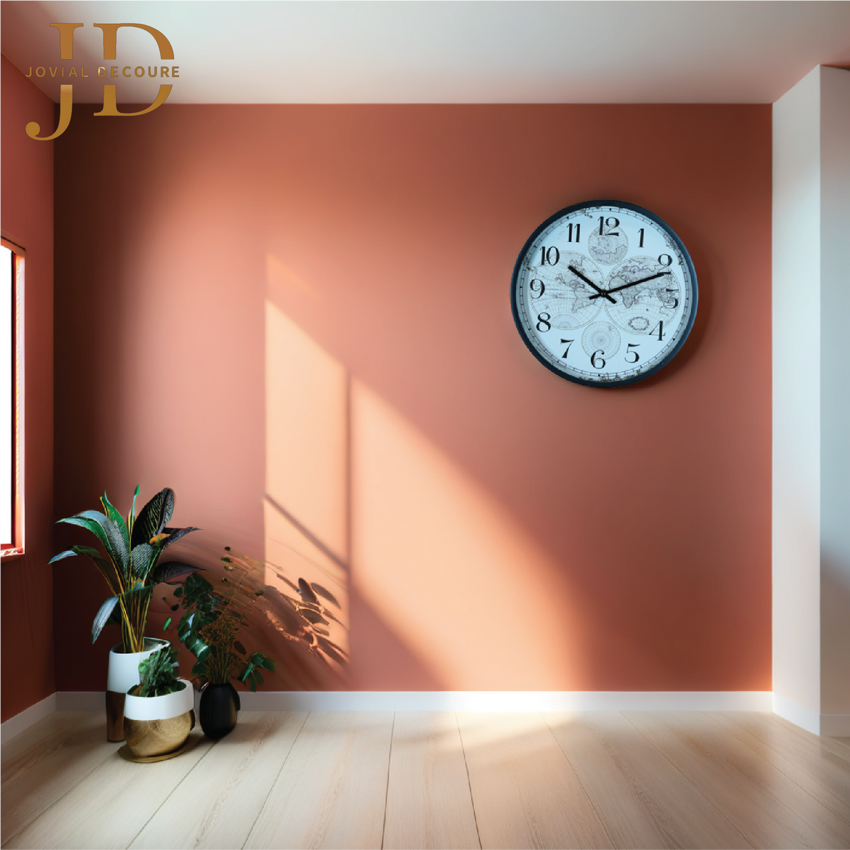 World Map White Clock