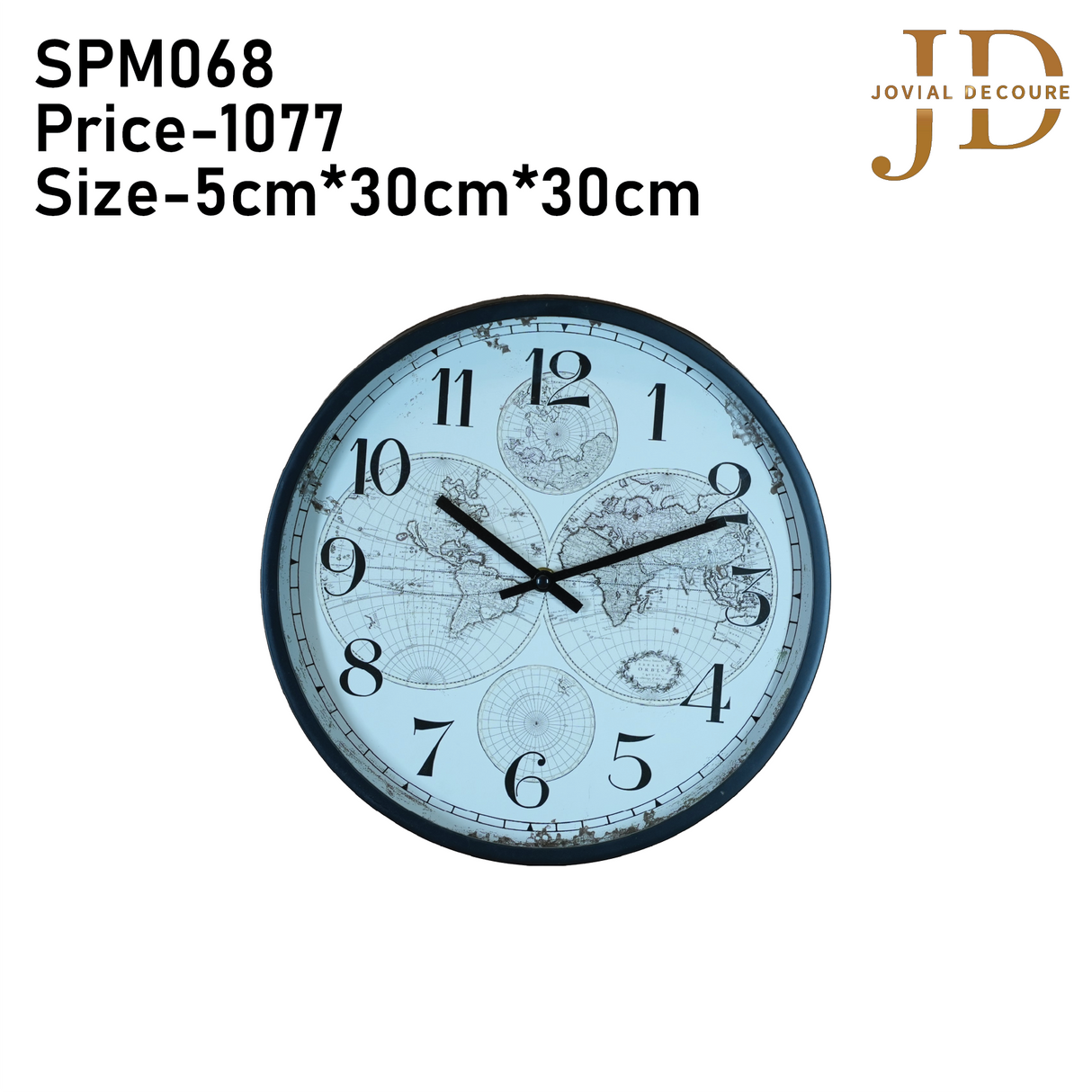 World Map White Clock